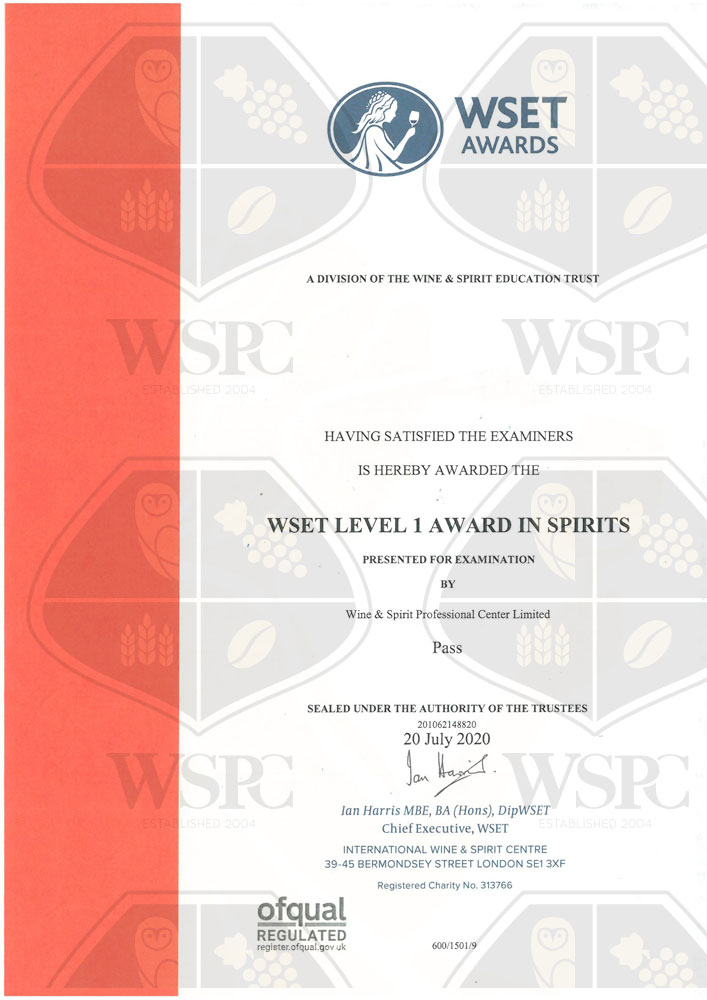 WSET AWARD by WSPC IN Greece